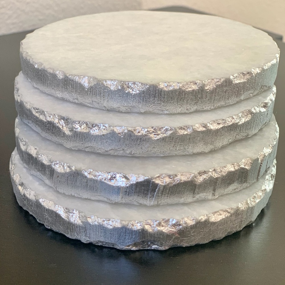 Home Decor # Marble Coasters with silver edge